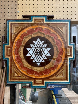 Sri Yantra epoxy inlayed wall Mandala
